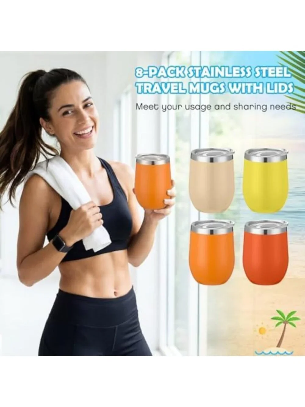 12oz Insulated Wine Tumblers with Lid - Gradient Color, Reusable Travel Mugs (8